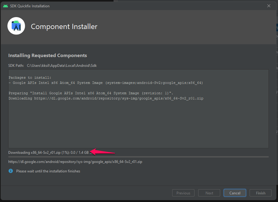 (7) Let Android Studio Download 12L Packages