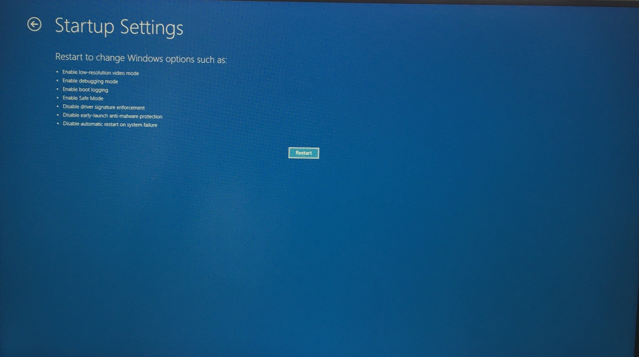 8 - Click Restart Button