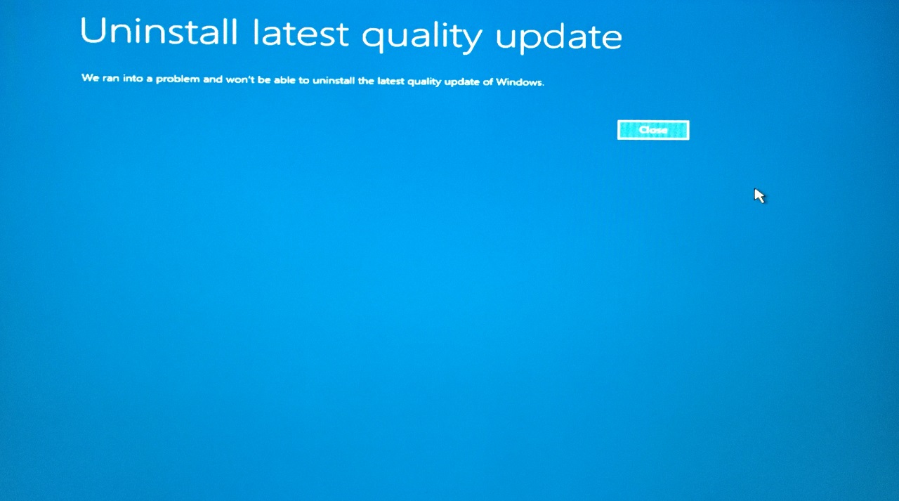 8 - Quality Update Uninstallation Failed
