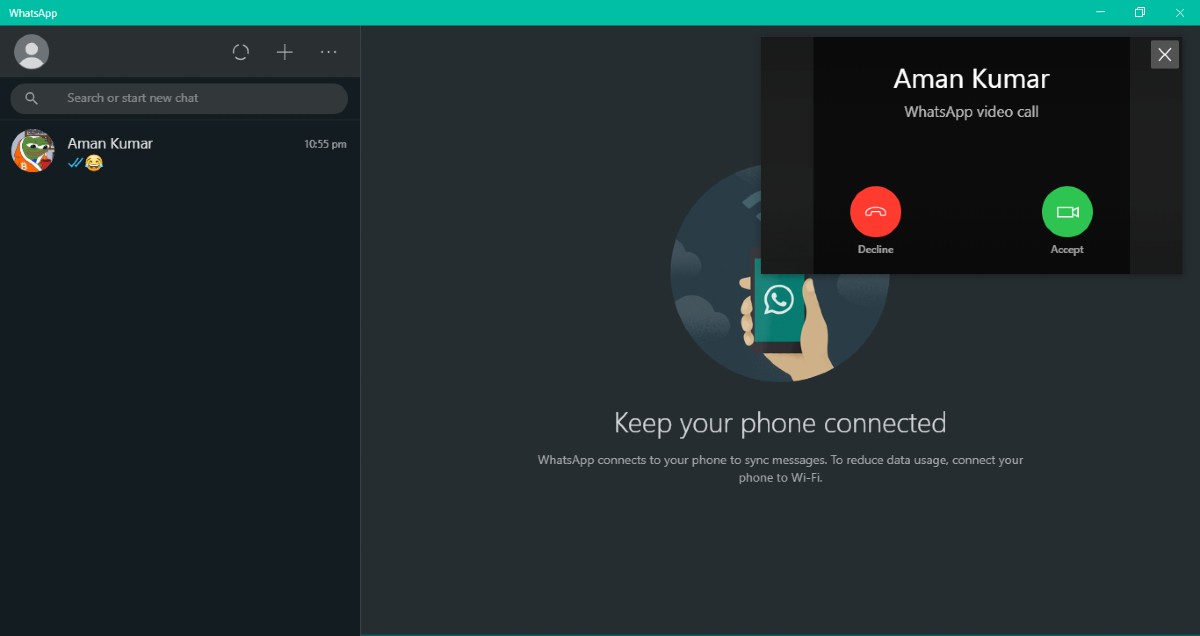 How to Make WhatsApp Video Call on Windows 11? 9 Accept_Decline