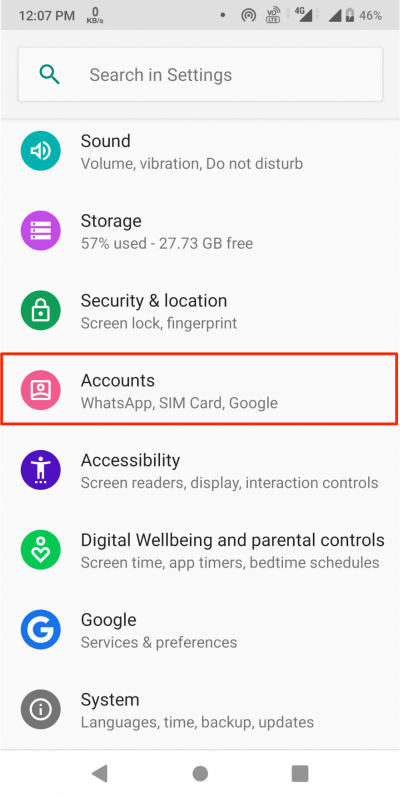 How to Use Apple Mail (iCloud) on Android? 7 Accounts_in_Android_Settings