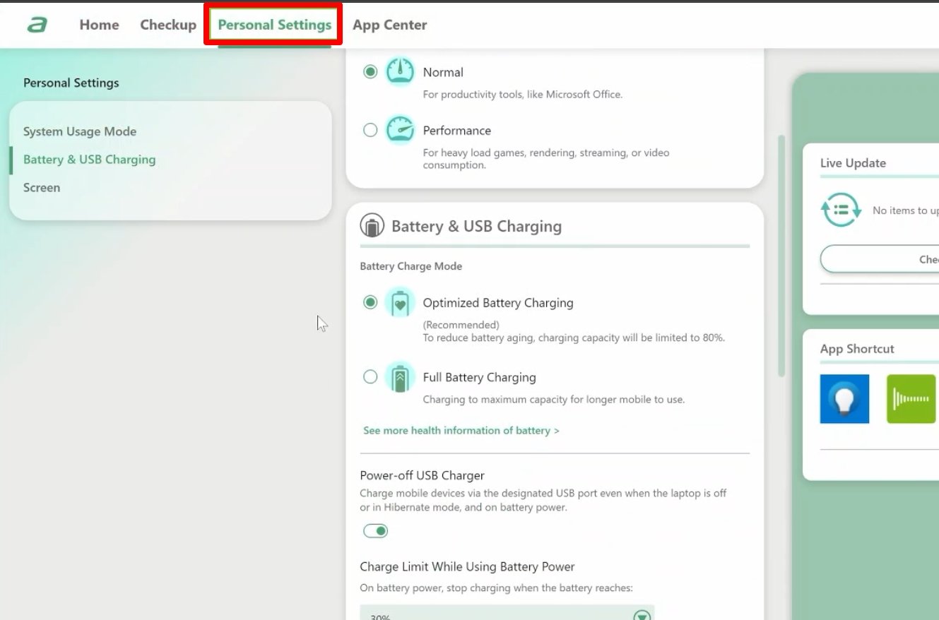 How to Stop Laptop Battery from Charging Above 80 Percent? 11 AcerSense personal settings