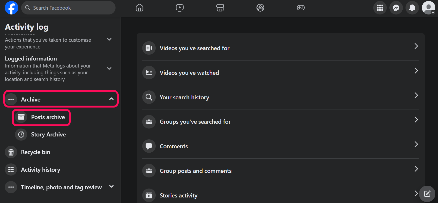 How to Recover a Deleted Post on Facebook 14 Click on Post archive option