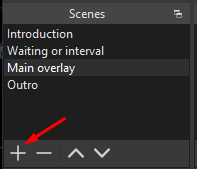 Click on the “+” button under “Scenes.”