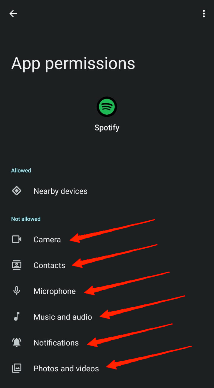 How to Fix Spotify Premium Not Working Offline on Smartphones 10 Next, select all the permissions one by one and Allow them all.