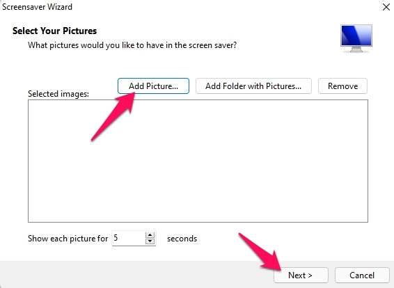 How to Create a Screensaver *.scr File on Windows 11? 4 Add pictures next