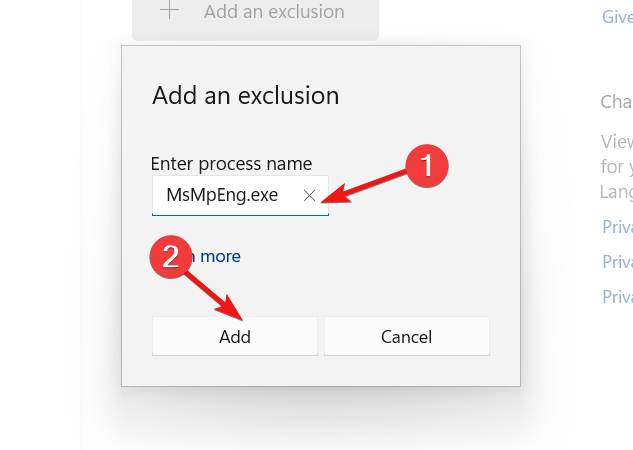 How to Stop 'Antimalware Service Executable' High Usage? 23 Add the process in exclusion list