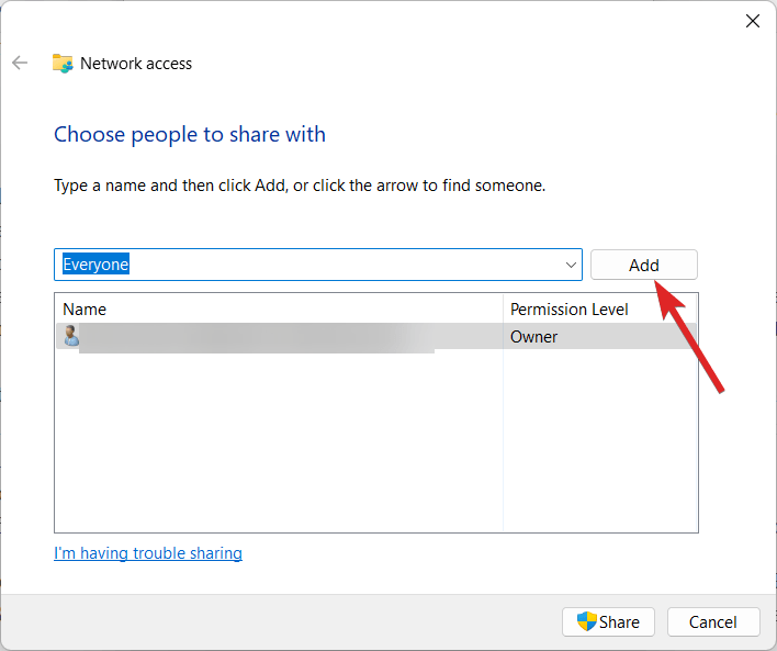 How to Copy Files Over the Network Using Robocopy on Windows 11? 4 Add users to the network access