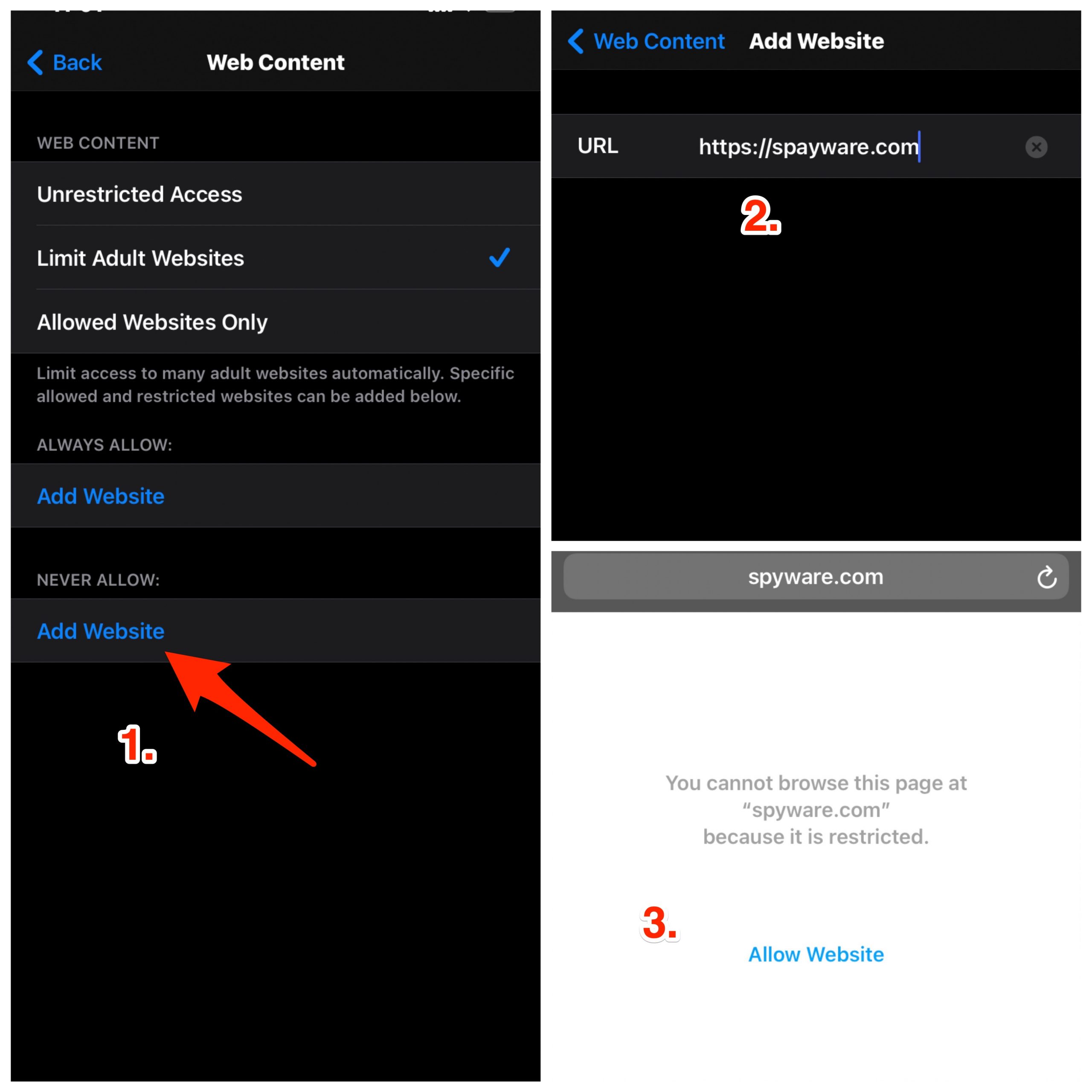 How to Block Websites on Safari for iPhone? 4 Add_Websites_to_Restrict_Access