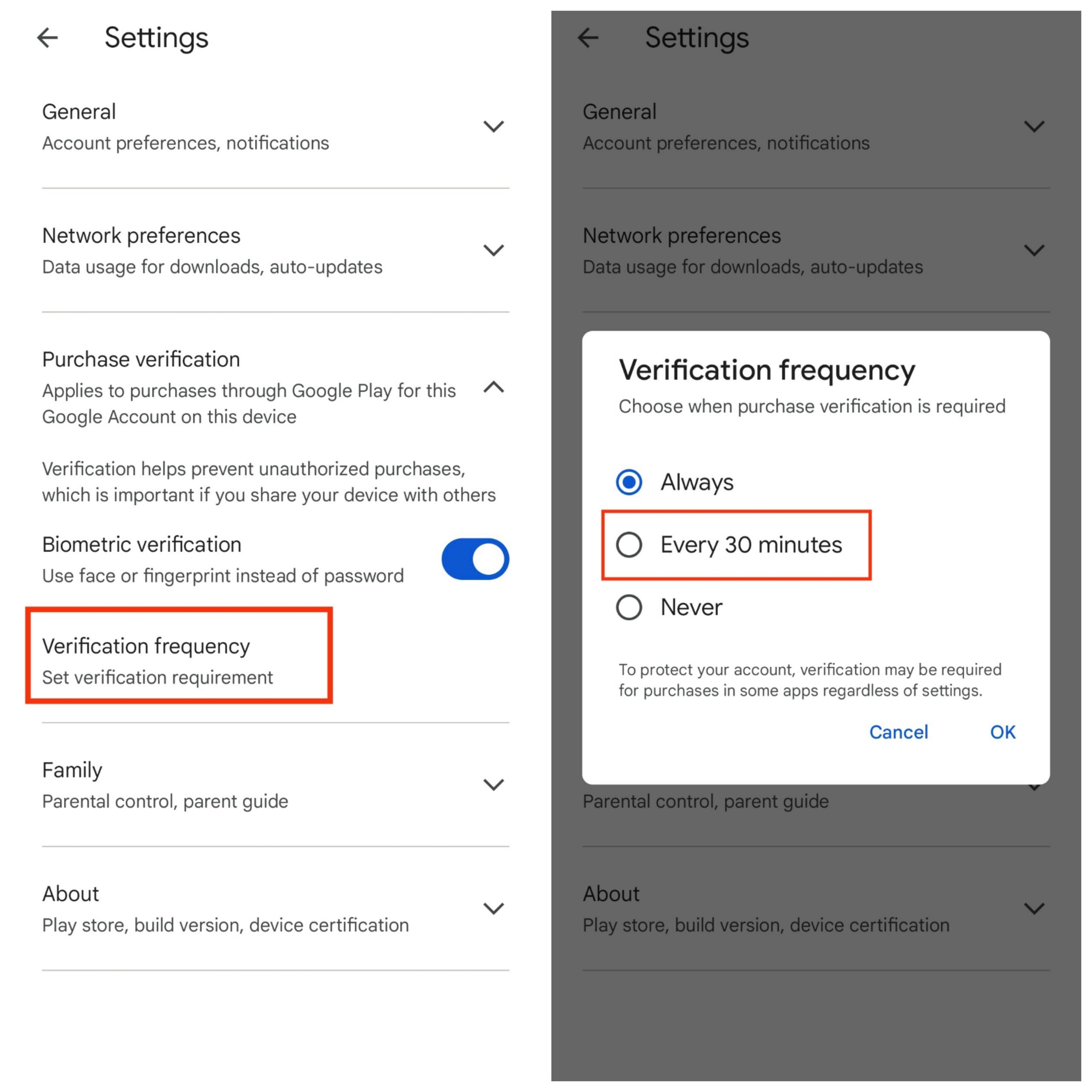 How to Use Biometric Authentication on Google Play Store 5 Adjust Verification Frequency