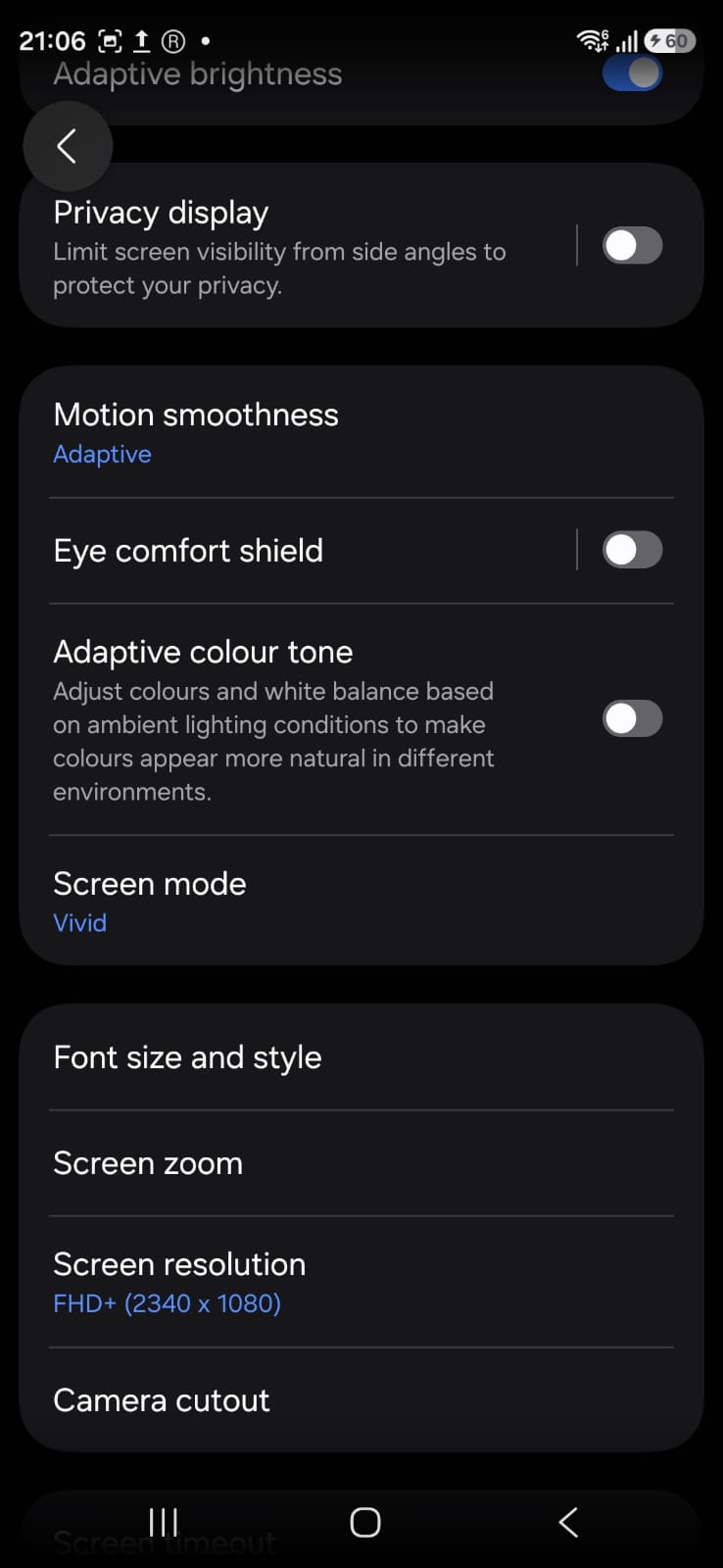 I used the Samsung Galaxy S26 Ultra for a month: Here’s my honest take 5 Adpative brightness Samsung S26 Ultra Settings