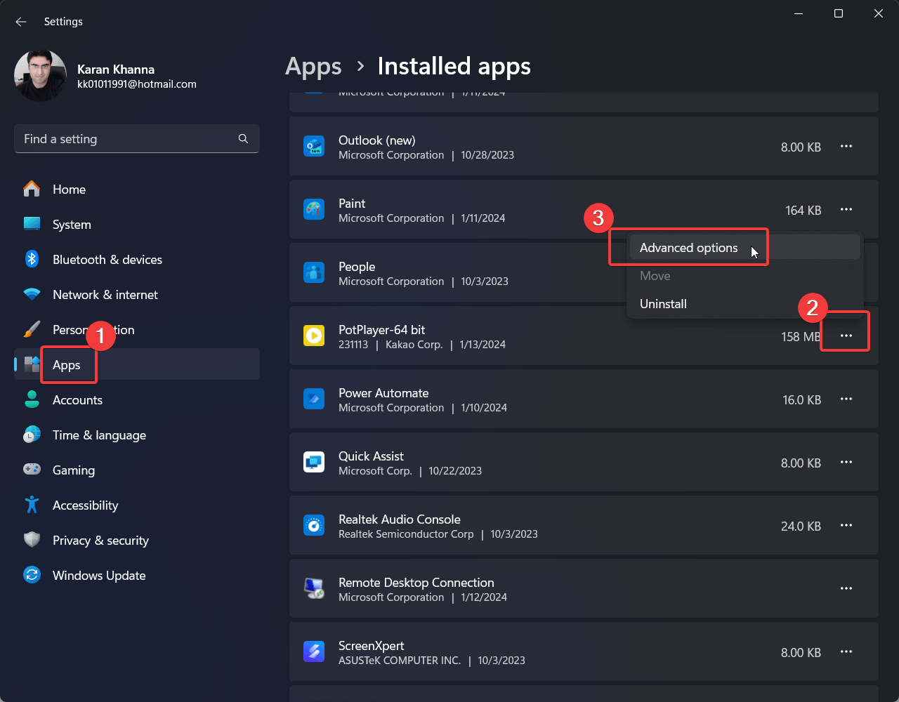 How to Fix if App Can't Run on your PC in Windows 11 10 Advanced options