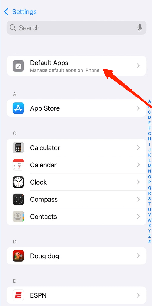 How to Change Default Calling and Messaging Apps on iPhone? 5 Again, tap on the Default Apps option.