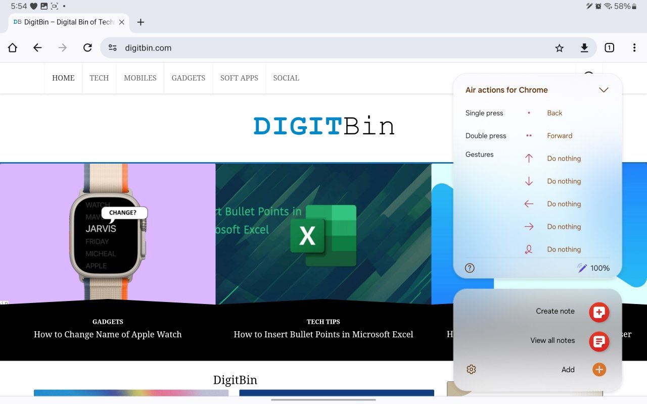 How to Use and Customize S Pen Air Actions and Gestures 7 Air actions for Chrome