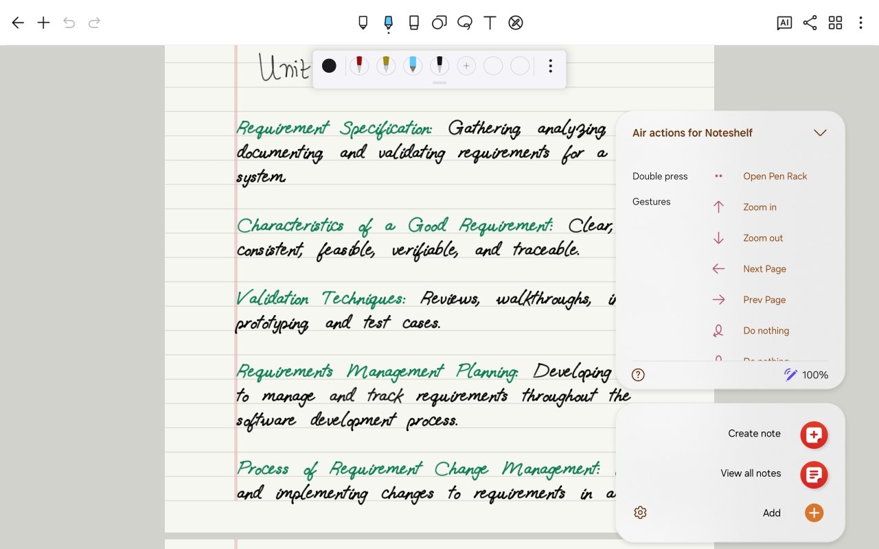 How to Use and Customize S Pen Air Actions and Gestures 6 Air actions for Noteshelf