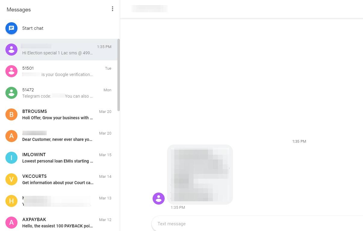 Android Messages Web Login: get notified instantly on your computer 4 Android Messages for web chat window