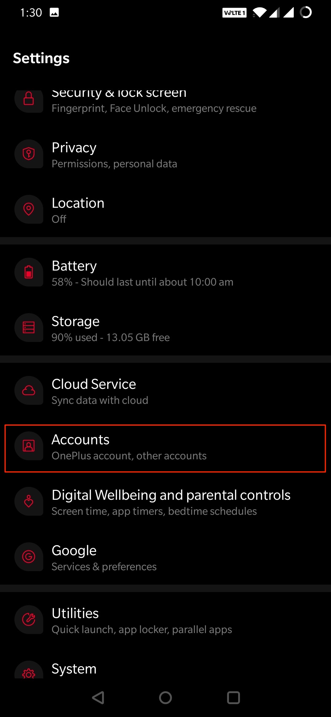 Fix 'App Cannot Record Now as Google is Recording' for Android 2 Android Settings Account
