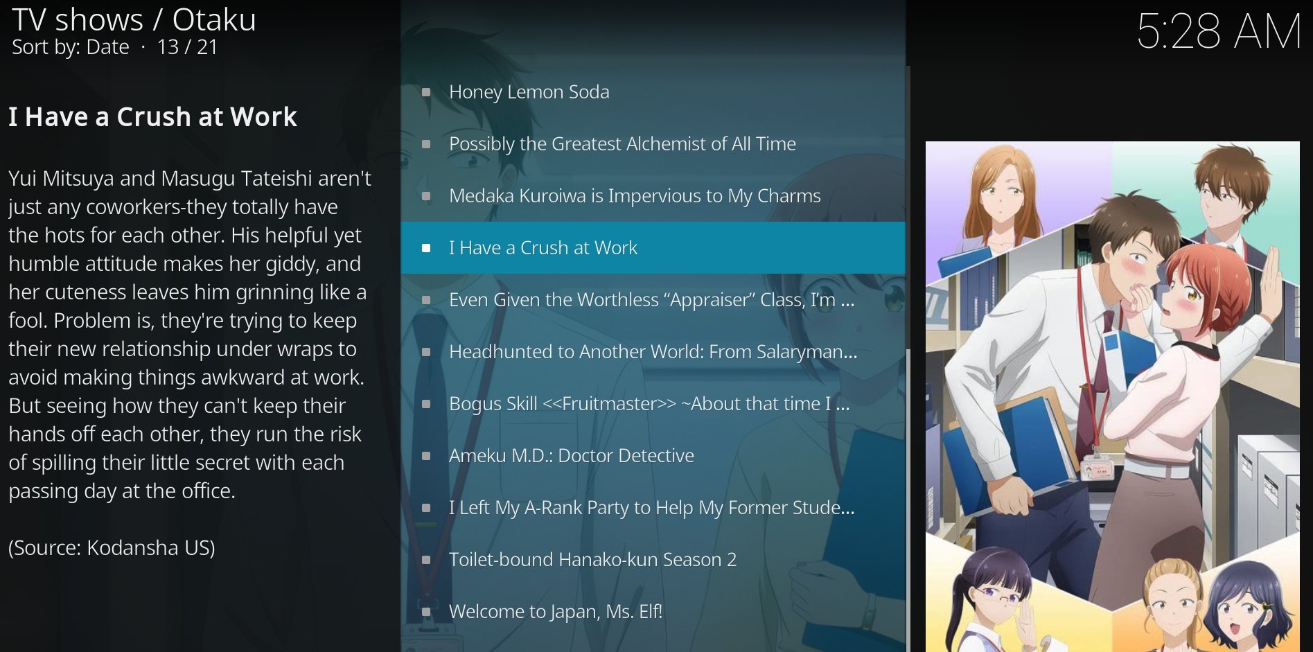 Anime shows on Otaku kodi addon