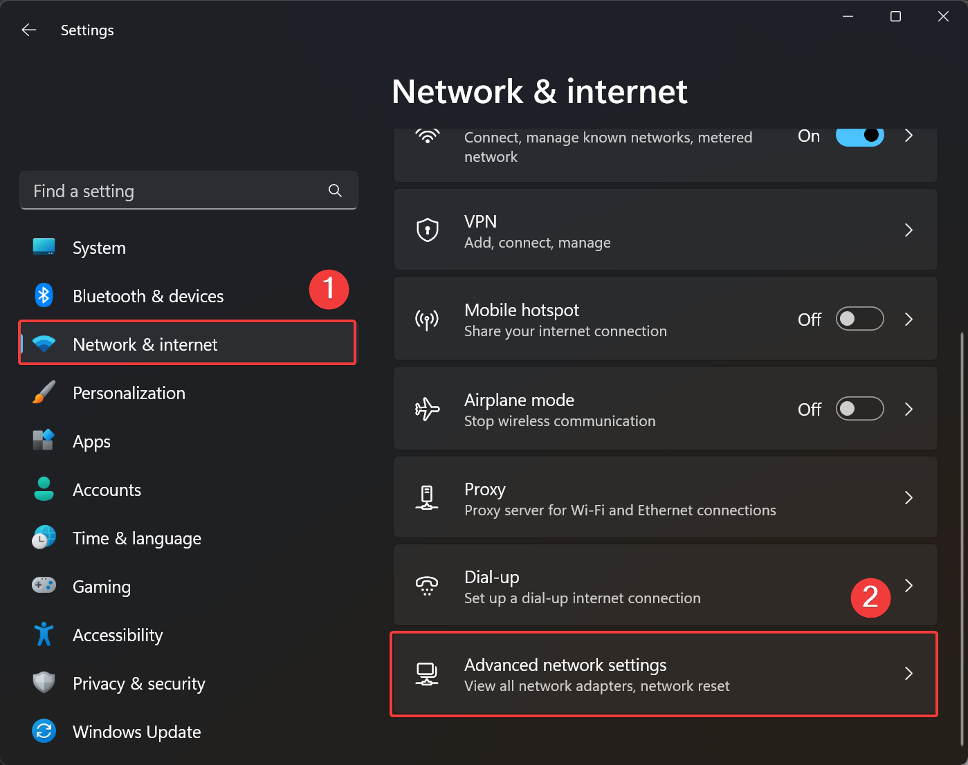 How to Fix No Wi-Fi Toggle in Action Center on Windows 11 17 click on Advanced network settings