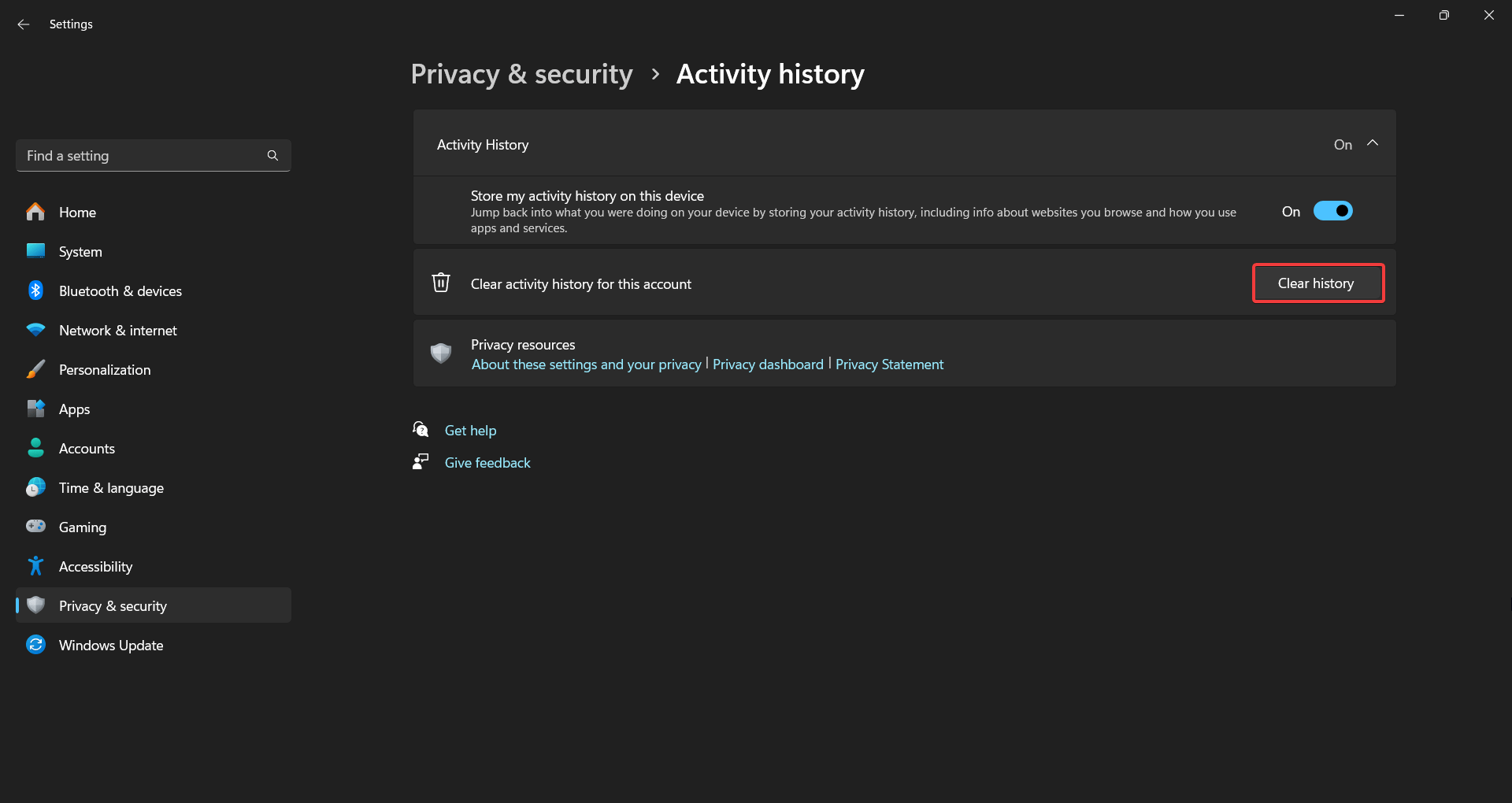 How to Disable Store Activity History in Windows 11 5 clear Activity History