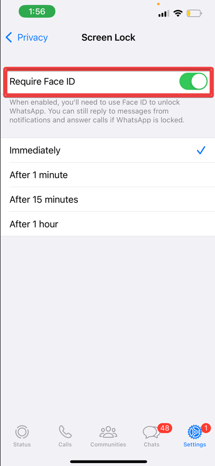 turn on require face id