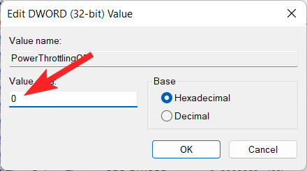 How to Setup and Use Power Throttling in Windows 11? 15 Assign 0 in the value data field