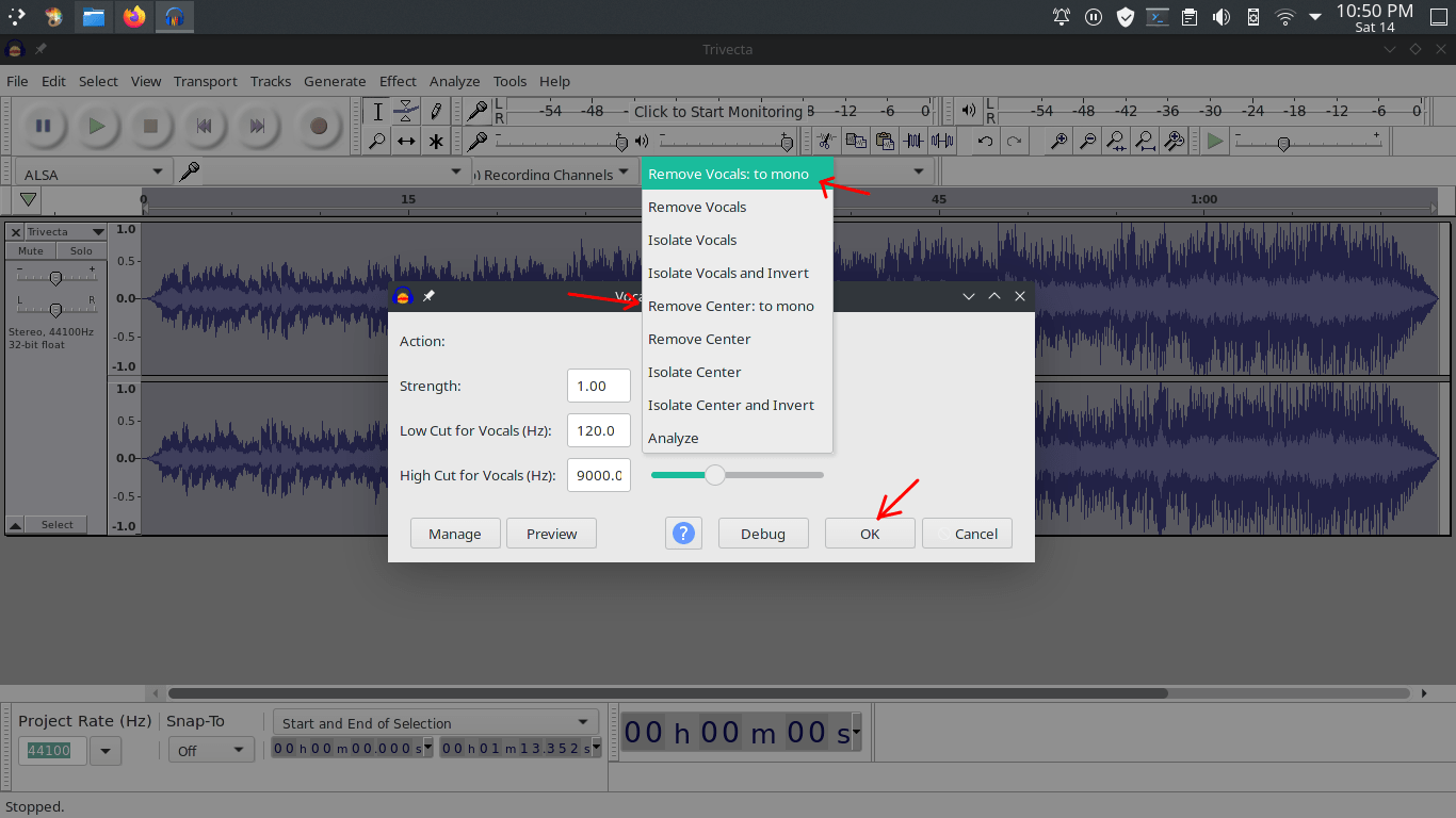 Audicity Vocal Removal