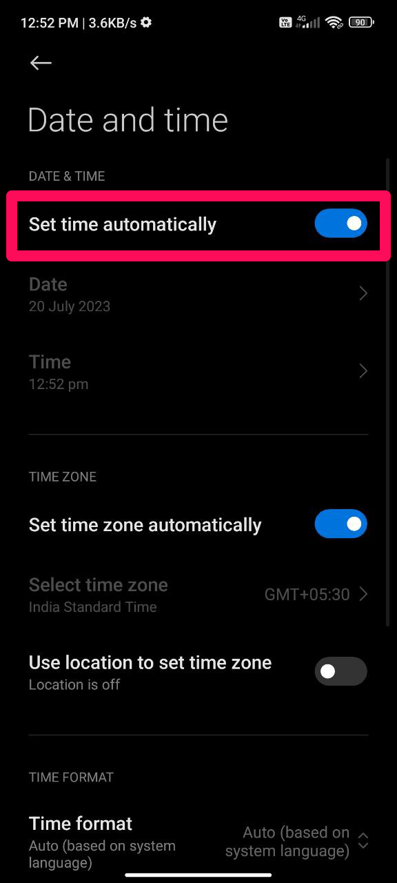 Date and Time Setings
