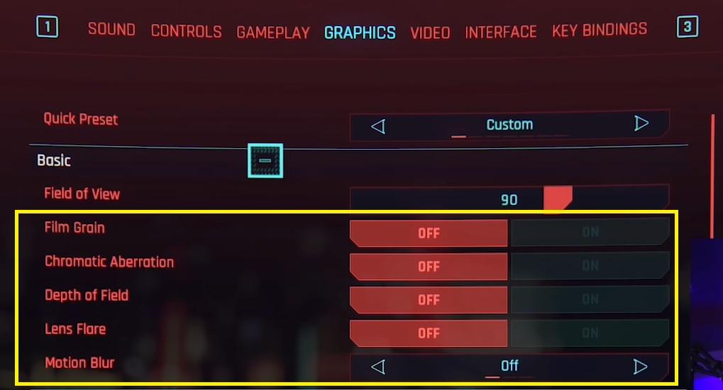 Cyberpunk 2077 | Fix Motion Blurry or Blur Screen 4 Basic Screen Setting