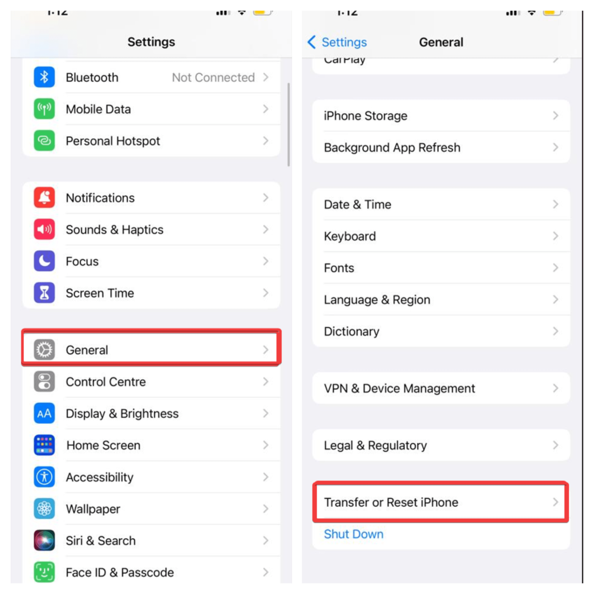 How to Fix Bluetooth Devices Not Connecting to iPhone? 6 Settings, General, Transfer or Reset.