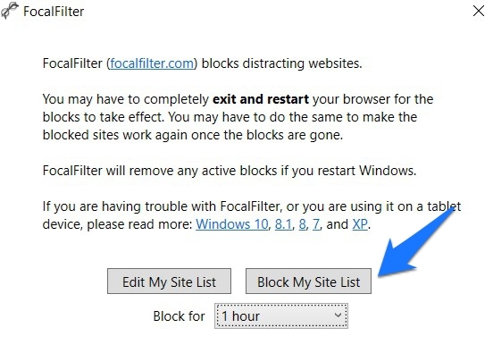 Block My Site List
