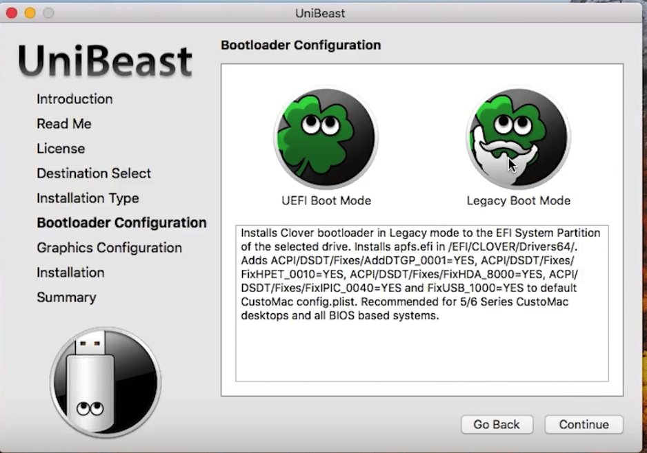Bootloader Configuration UniBeast