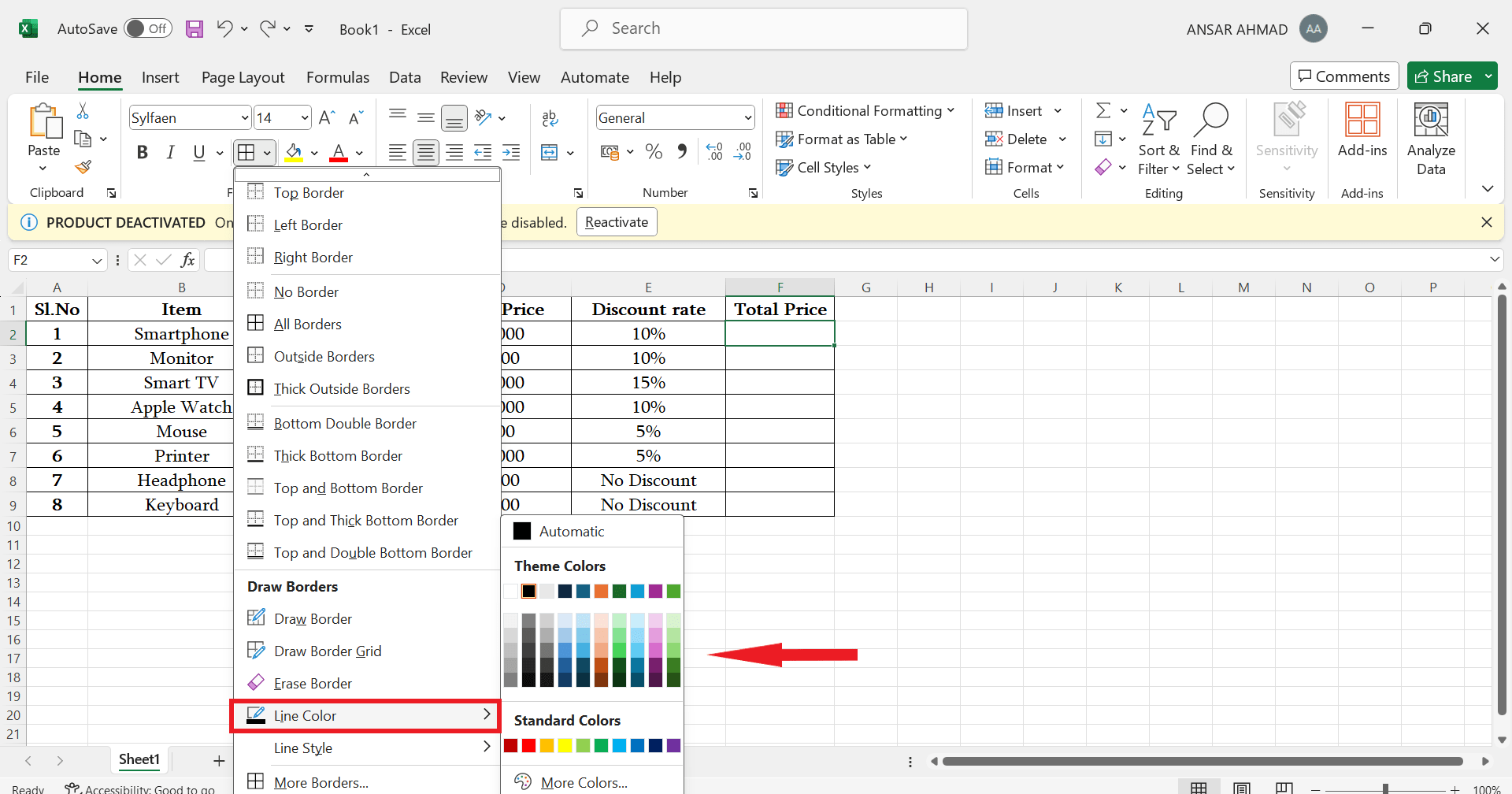 How to Change the Border Colors in Microsoft Excel 10 Choose Line Colors