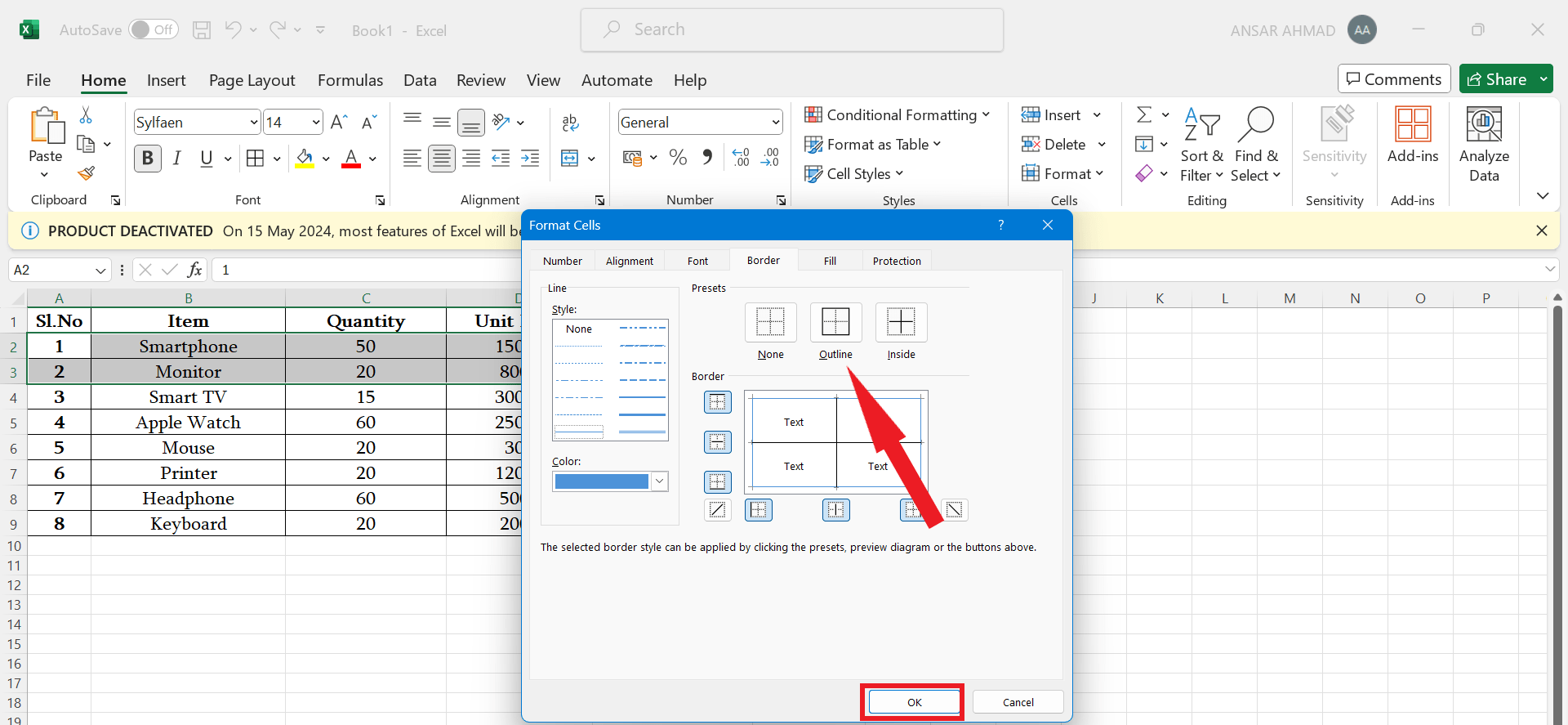 How to Change the Border Colors in Microsoft Excel 7 Select the Border Style