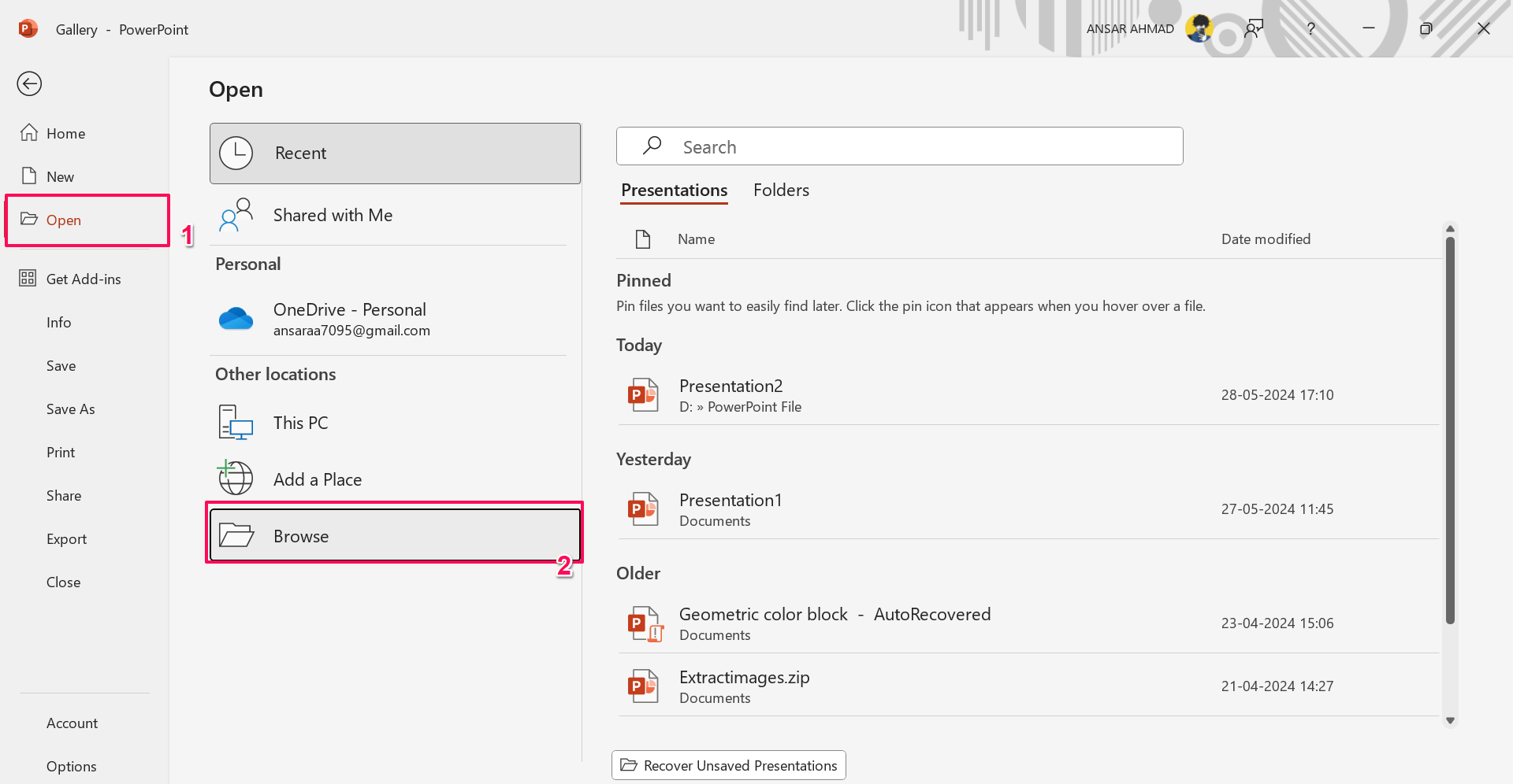How to Fix 'An Error Occurred while PowerPoint was Saving the File' 9 Click Open and select browse option