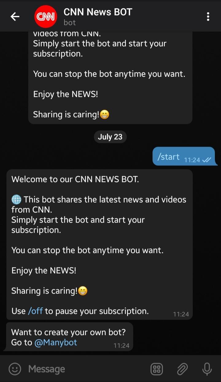 Top Best Telegram Bots to Enhance your Messenger 2 CNN News Bot