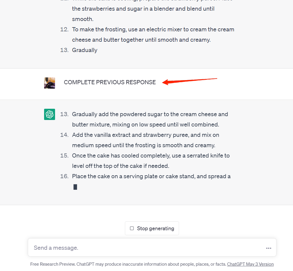 How to Fix it When ChatGPT is Stuck and Can't Complete a Response? 3 COMPLETE PREVIOUS RESPONSE