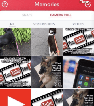 Upload Images and Videos from Gallery onto Snapchat Story 6 Camera Roll under Memories