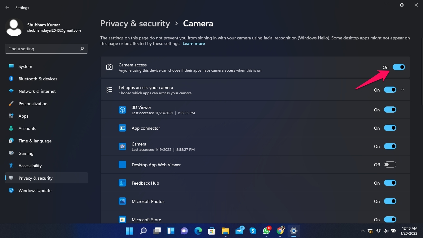 Camera access