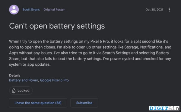 Cannot Open Battery Settings menu on Pixel How to Fix