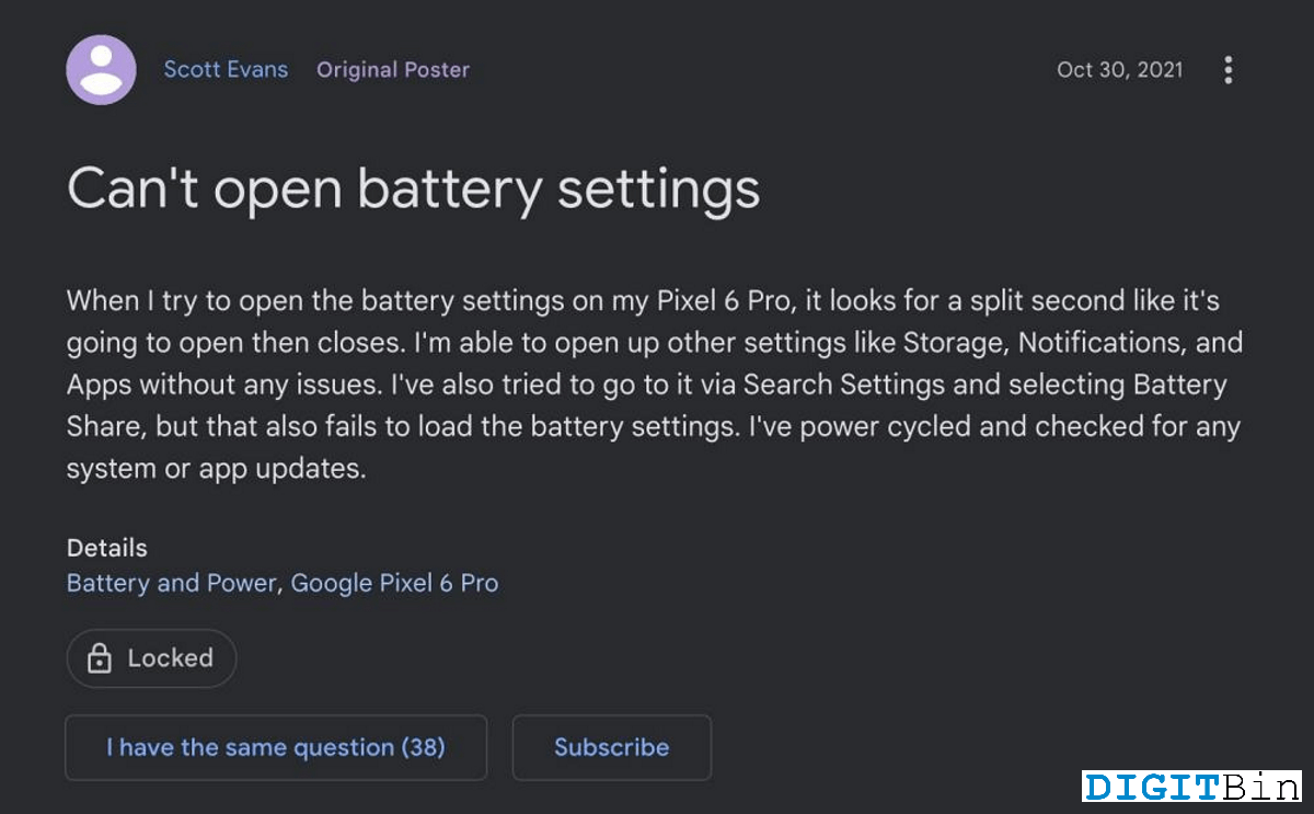 Cannot Open Battery Settings menu on Pixel How to Fix