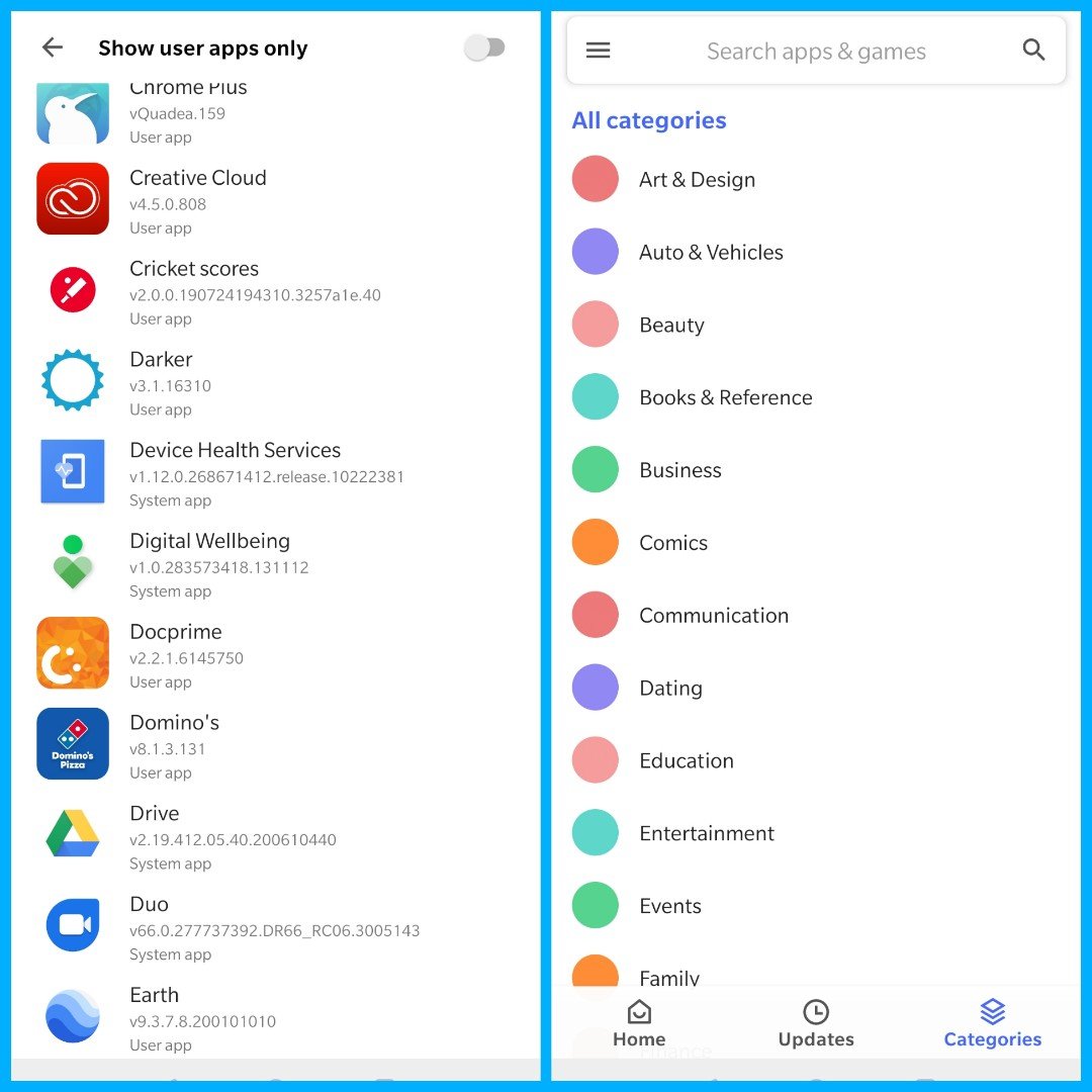 Google Play Store Lite App | FOSS Client for Android Market 12 Categories and my Apps