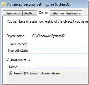 How to Delete System 32 Windows (C:) Drive Files? 4 Change Owner to Administrator