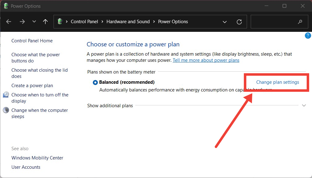 Change Plan Settings
