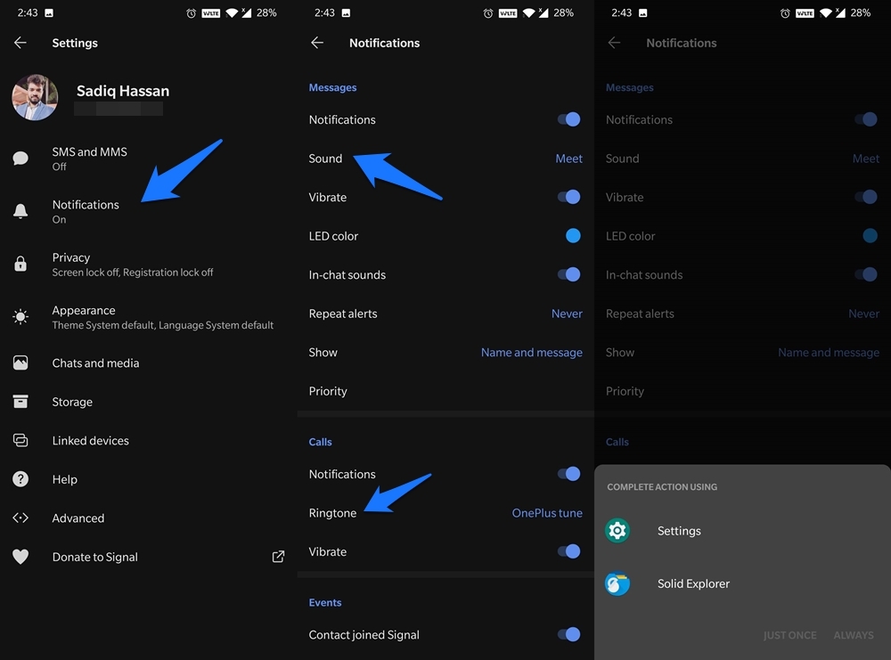 Change Signal Notification Tone Global