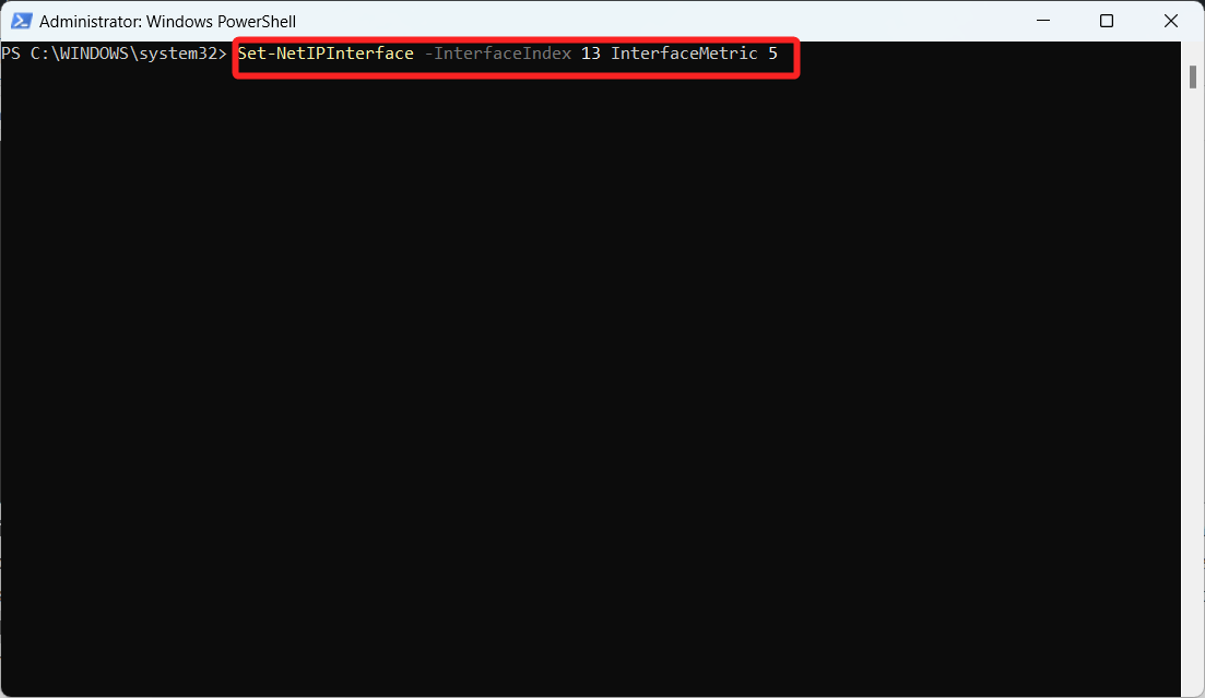 Change network adapter's interface metric