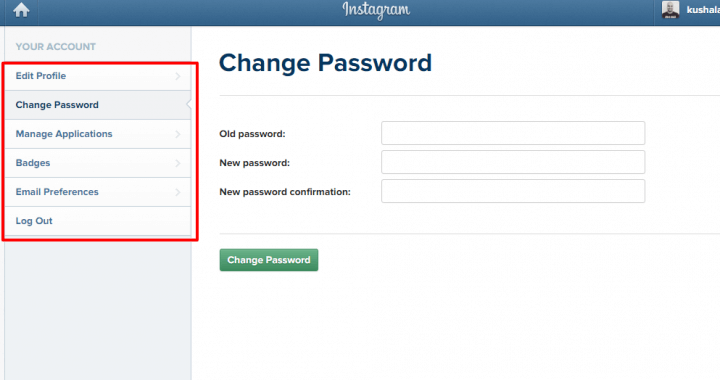 Login using Instagram website interface for photo and videos viewing 3 Change Password Instagram