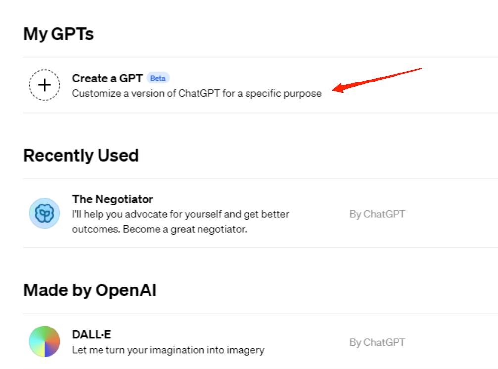 How to Create a Custom ChatGPT Assistant for Fast Responses 4 Click on the first option "Create a GPT". Again, this will direct you to the custom GPT builder.