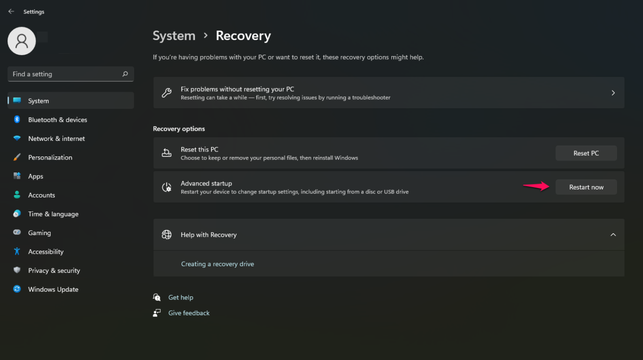 FIX: (VAN9001) This Build of Vanguard Requires TPM Version 2.0 in Windows 11 6 Choose Advanced Startup (3)