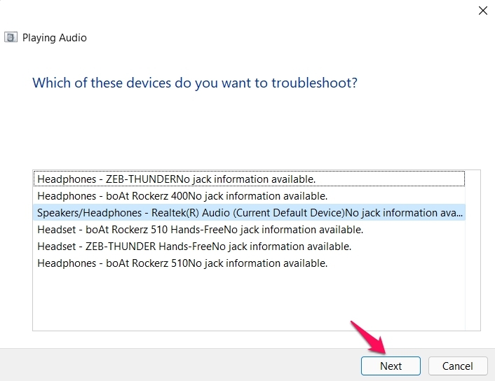 Choose Audio Device